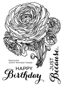 Ranunculus - Greenhouse Society stamp set from Technique Tuesday